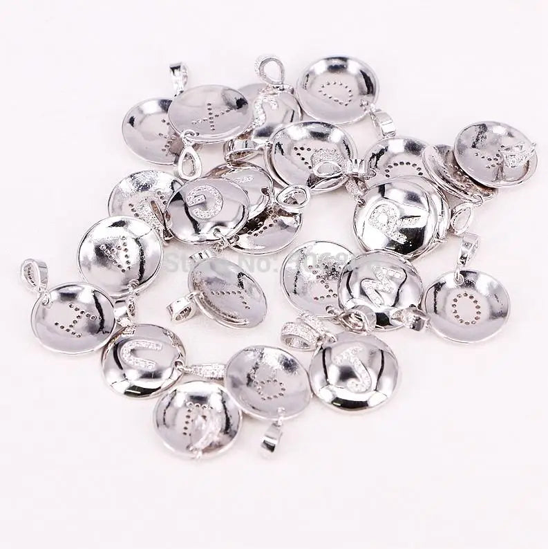 12PCS ZYZ-P2779 CZ Paved Initial Letter DIY Jewelry Charms