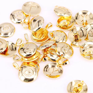 12PCS ZYZ-P2779 CZ Paved Initial Letter DIY Jewelry Charms