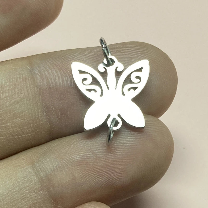 12PCS Butterfly Charm Stainless Steel Jump Ring DIY Jewelry Making
