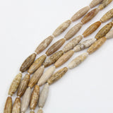 12PCS 9x30mm Natural Coral Jades Fossils Rice Beads