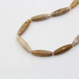 12PCS 9x30mm Natural Coral Jades Fossils Rice Beads