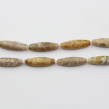 12PCS 9x30mm Natural Coral Jades Fossils Rice Beads
