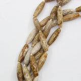 12PCS 9x30mm Natural Coral Jades Fossils Rice Beads