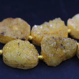 12PCS Natural Quartz Geode Drusy Slab Nugget Beads Yellow Agates Crystal Druzy