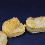 12PCS Natural Quartz Geode Drusy Slab Nugget Beads Yellow Agates Crystal Druzy