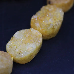 12PCS Natural Quartz Geode Drusy Slab Nugget Beads Yellow Agates Crystal Druzy