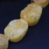 12PCS Natural Quartz Geode Drusy Slab Nugget Beads Yellow Agates Crystal Druzy