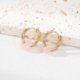 Natural Stone Abacus Beads Stainless Steel Hoop Earrings