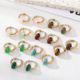 Natural Stone Abacus Beads Stainless Steel Hoop Earrings
