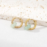 Natural Stone Abacus Beads Stainless Steel Hoop Earrings