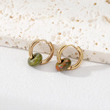 Natural Stone Abacus Beads Stainless Steel Hoop Earrings