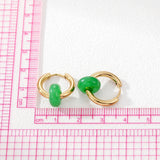 Natural Stone Abacus Beads Stainless Steel Hoop Earrings