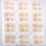 12Pairs Multi Colored CZ Stud Earrings 18K Plated Stainless Steel