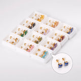 12Pairs Multi Colored CZ Stud Earrings 18K Plated Stainless Steel