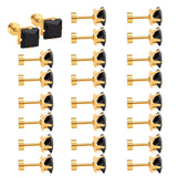 12Pairs Multi Colored CZ Stud Earrings 18K Plated Stainless Steel