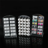 12Pairs Colorful Pearl Stud Earrings 4 6 8 10mm