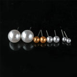 12Pairs Colorful Pearl Stud Earrings 4 6 8 10mm