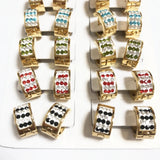 12Pairs Stainless Steel Hoop Earring Colorful Crystal Circle Earrings for Women