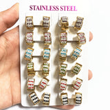 12Pairs Stainless Steel Hoop Earring Colorful Crystal Circle Earrings for Women