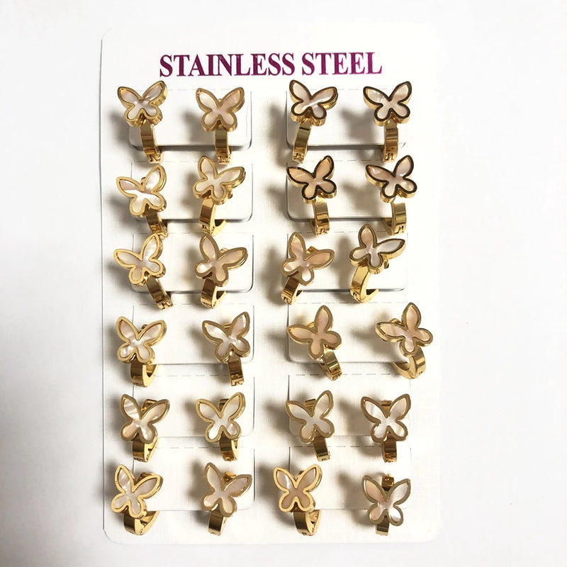 12 Pairs 12MM Stainless Steel Hoop Earrings Set for Women