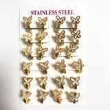 12 Pairs 12MM Stainless Steel Hoop Earrings Set for Women