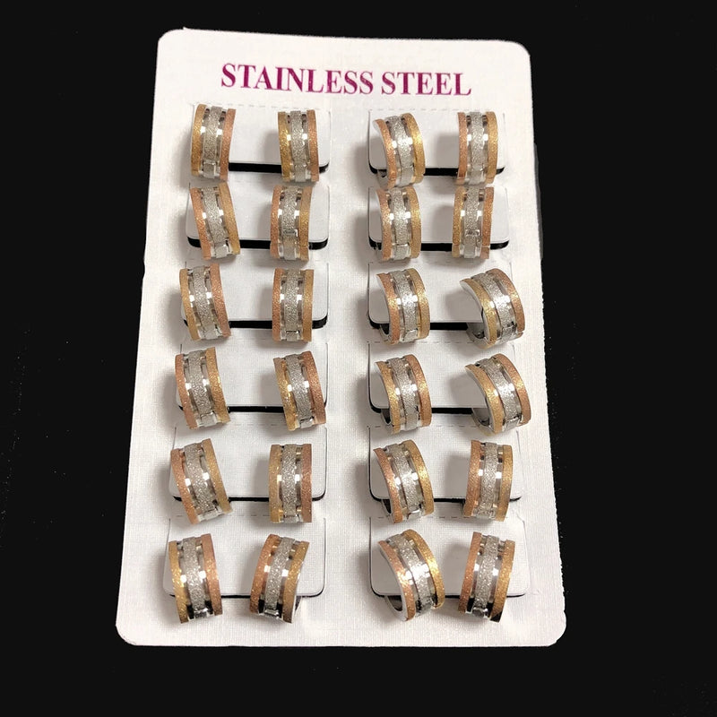 12Pairs 12MM Stainless Steel Hoop Earring Circle Earrings Piercing Jewelry