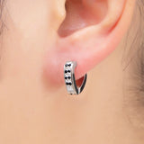 12Pairs Stainless Steel Circle Earring Heart Hoop Earrings Rhinestone