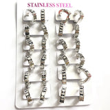 12Pairs Stainless Steel Circle Earring Heart Hoop Earrings Rhinestone