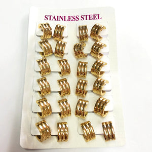12-Pairs Stainless Steel Hoop Earrings Chunky Piercing Women Men Bulk Jewelry