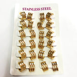 12-Pairs Stainless Steel Hoop Earrings Chunky Piercing Women Men Bulk Jewelry