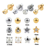 12Pairs Surgical Steel CZ Birthstone Earrings Crystal Studs