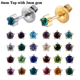 12Pairs Surgical Steel CZ Birthstone Earrings Crystal Studs