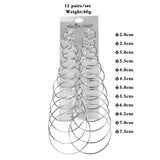 12Pairs Oversize Big Circle Hoop Earrings Set Vintage Steampunk Ear Clip
