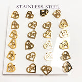 12Pairs Mini Stainless Steel Piercing Earrings Set Animals Jewelry