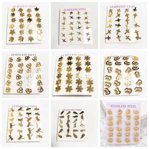12Pairs Mini Stainless Steel Piercing Earrings Set Animals Jewelry