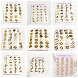 12Pairs Mini Stainless Steel Piercing Earrings Set Animals Jewelry