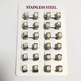 12Pairs/Set Stainless Steel Hoop Earrings Simulated Pearl Small Circle Earrings
