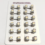 12Pairs/Set Stainless Steel Hoop Earrings Simulated Pearl Small Circle Earrings