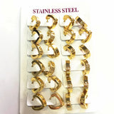 12Pairs/Set Titanium/Stainless Steel Heart Hoop Earrings for Women Girls
