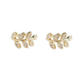 12Pairs Micro-Inlay Crystal Leaves Clip Earrings