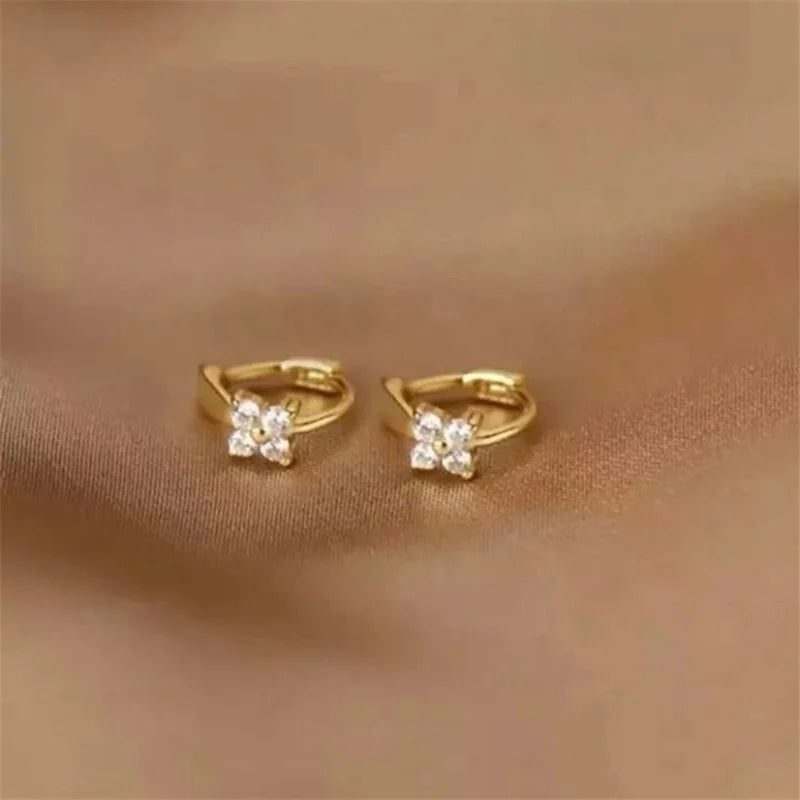 12Pairs Crystal Four-leaf Clover Earrings Women