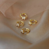 12Pairs Crystal Four-leaf Clover Earrings Women