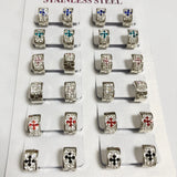 12Pairs 9*4mm Stainless Steel Colorful Crystal Mini Hoop Earrings