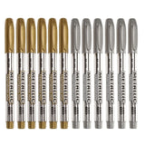 12Pc Silver Resin Drawing Pen Metallic Permanent Marker