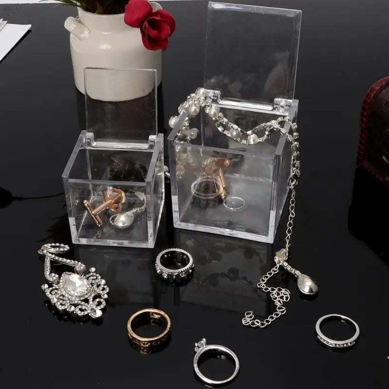12Pc Acrylic Display Storage Box Case Square Cube Props Box