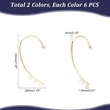 12Pcs DIY Ear Cuff Earrings Cuffs Punk Accessaries with 3 Loop 50mm Long