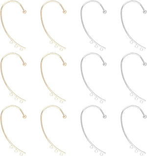 12Pcs DIY Ear Cuff Earrings Cuffs Punk Accessaries with 3 Loop 50mm Long