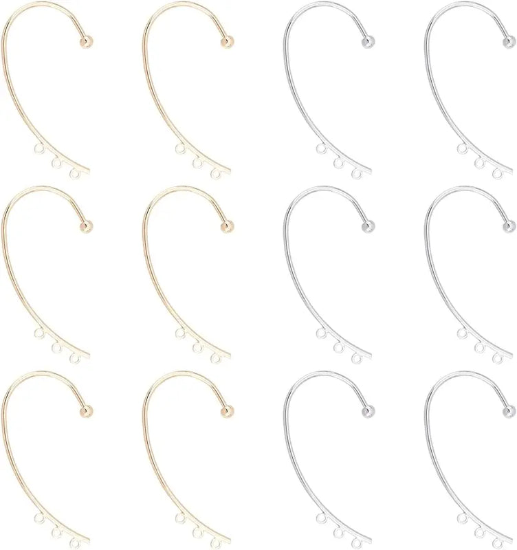 12Pcs DIY Ear Cuff Earrings Cuffs Punk Accessaries with 3 Loop 50mm Long