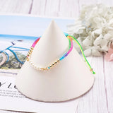 12Pcs 6 Colors Braided Bead Bracelets With Plated Brass Beads