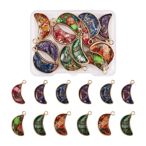 12Pcs Moon Shape Pendants Charms For DIY Jewelry Making